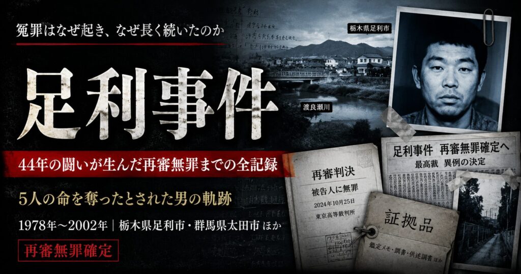 足利事件｜誤ったDNA型鑑定と虚偽自白から菅家利和さんの再審無罪まで