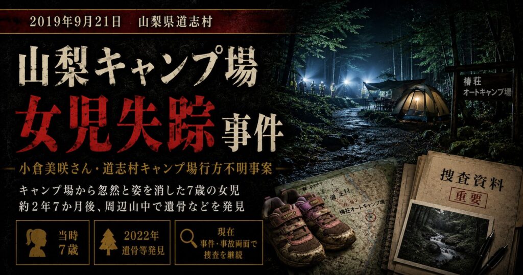 山梨キャンプ場女児失踪事件|小倉美咲さんの骨発見と現在も残る失踪の謎